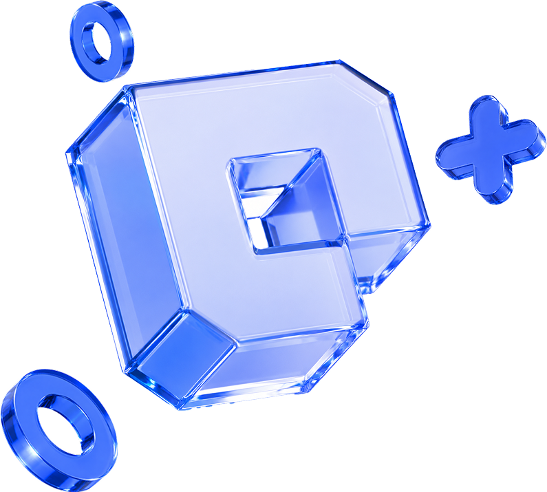 Glass game controller cube with rings and plus sign